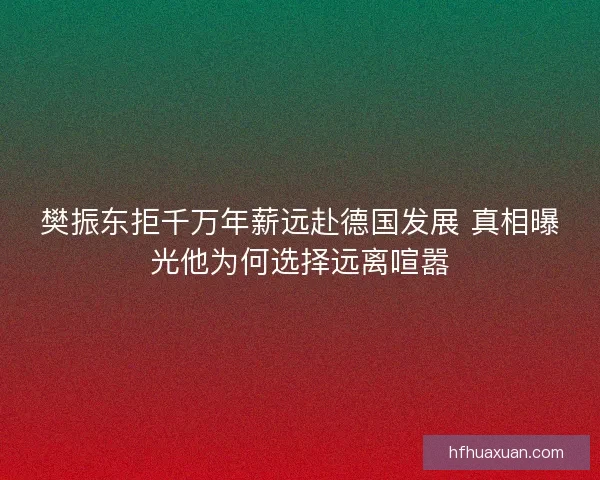 樊振东拒千万年薪远赴德国发展 真相曝光他为何选择远离喧嚣 樊振东拒千万年薪远赴德国发展 真相曝光他为何选择远离喧嚣