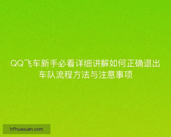 QQ飞车新手必看详细讲解如何正确退出车队流程方法与注意事项 QQ飞车新手必看详细讲解如何正确退出车队流程方法与注意事项